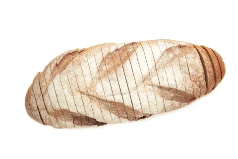 Sliced bread isolated on white background, homemade bakery concept Stock Photos