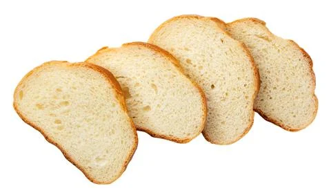 Sliced bread loaf cut out on a white. Top view Stock Photos