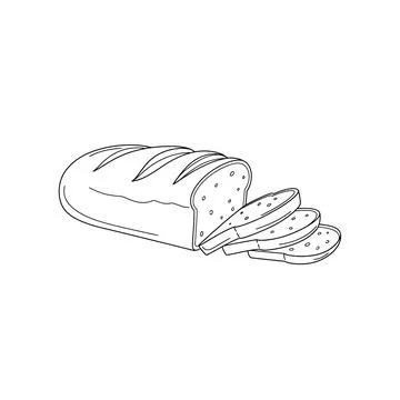 Sliced bread loaf outline icon - freshly baked bakery product graphic Stock Illustration