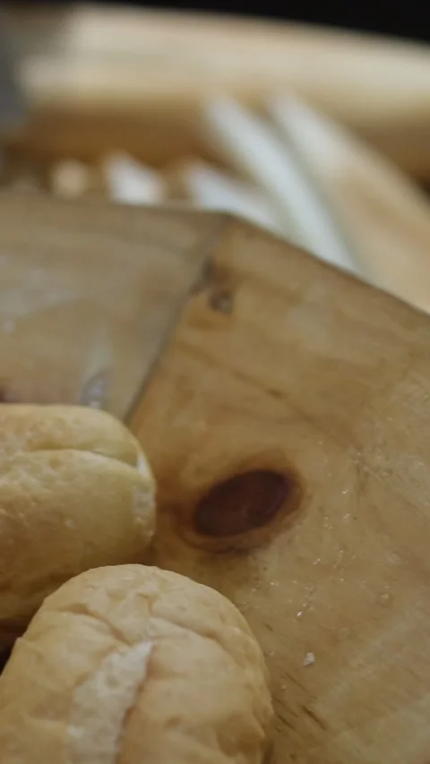 Sliced bread loaf Top view of sliced wholegrain bread on dark ructic wooden Stock Footage 310158381