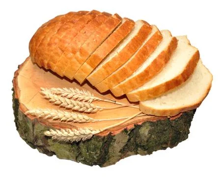 Sliced Bread Loaf On Tree Stump Stock Photos