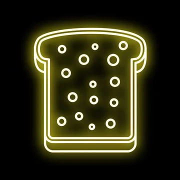 Sliced bread neon glowing icon on black background Stock Illustration