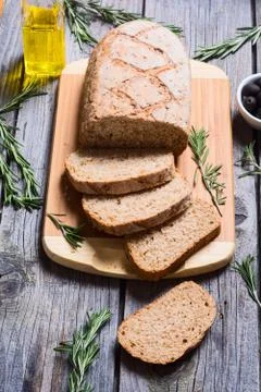 Sliced bread with olive Stock Photos