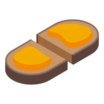 Sliced bread with orange jam in isometric view Illustrazione stock