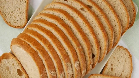 Sliced bread on a plate. Stock Footage 243878109