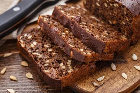Sliced bread with seeds Stock Photos
