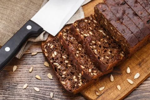 Sliced bread with seeds Stock Photos