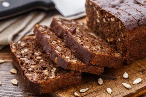 Sliced bread with seeds Stock Photos