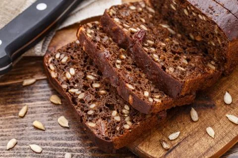 Sliced bread with seeds Stock Photos