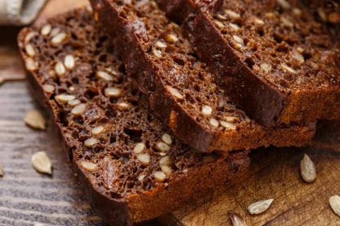 Sliced bread with seeds Stock Photos