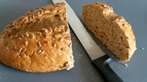 Sliced bread with sunflower seeds Stock Photos