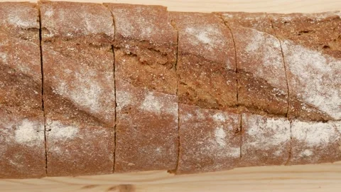 Sliced bread on the table, top view. Stock Footage 150495367