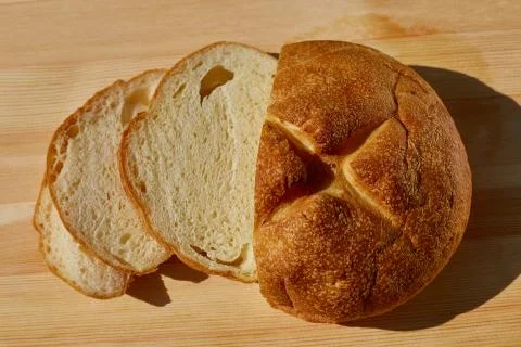 Sliced bread is on the table top view Stock Photos