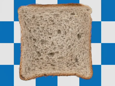 Sliced bread timelapse checker background alpha matte Video stock 38565909