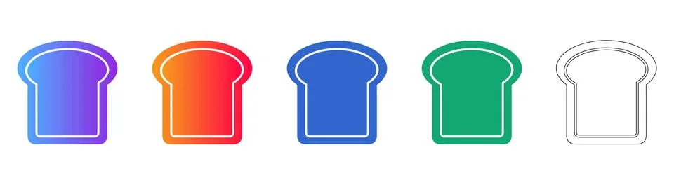 Sliced Bread Toast Icon Set Illustrazione stock