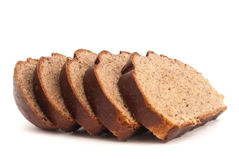 Sliced brown bread isolated on white Stock Photos