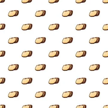 Sliced brown bread seamless pattern on white background Stock Illustration