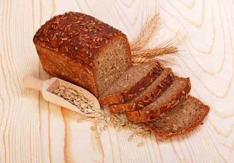 Sliced brown bread with seeds Stock-Fotos