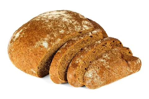 Sliced brown bread on white background Stock Photos