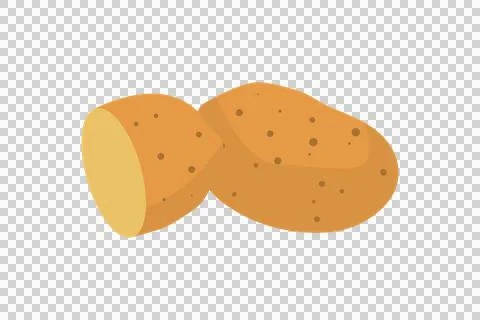 Sliced Brown Potato Tuber Flat Illustration Isolated Illustrazione stock