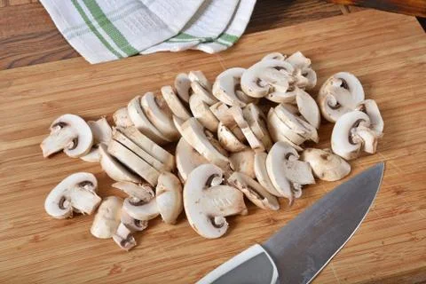 Sliced button mushrooms Stock Photos