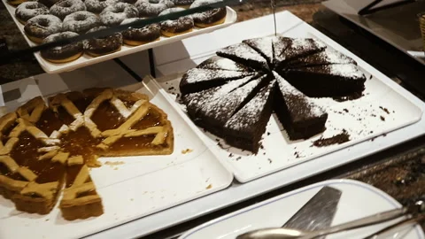 Sliced cake on a plate Stock Footage 104314986