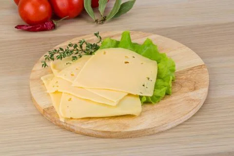 Sliced cheddar Stock Photos
