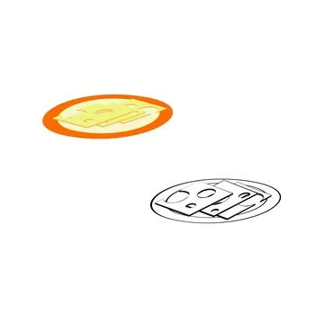 Sliced cheese on the plates Иллюстрация