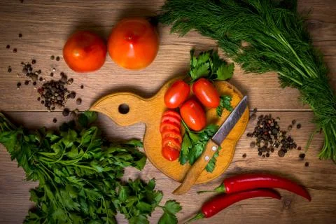 Sliced cherry tomatoes Stock Photos
