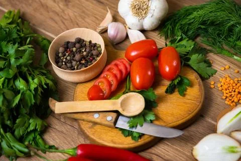 Sliced cherry tomatoes Stock Photos