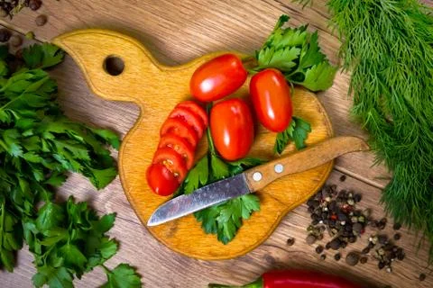 Sliced cherry tomatoes Foto stock
