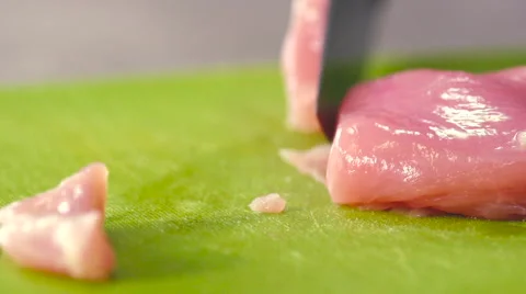 Sliced chicken close up slow motion Stock Footage 54142194