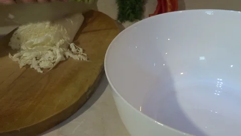 Sliced Chinese cabbage for salad Video stock 108724456
