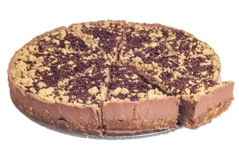 Sliced chocolate cheesecake Stock Photos