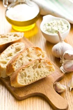 Sliced ciabatta bread Stock Photos