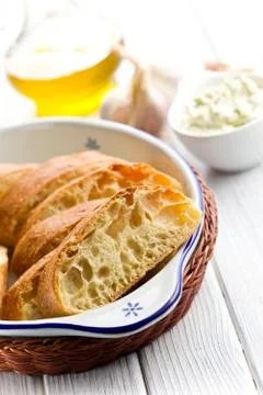 Sliced ciabatta bread Stock Photos