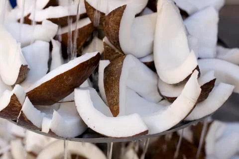Sliced coconut Stockfoto's