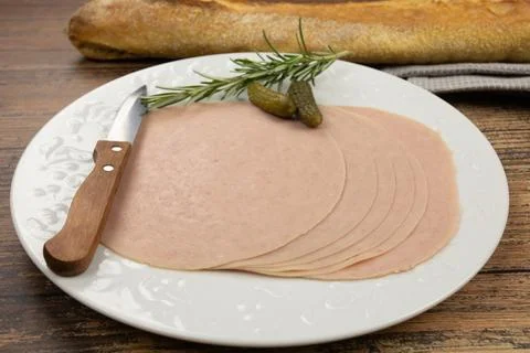 Sliced cooked chicken Stock Photos