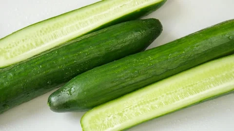 Sliced cucumber on a plate. Stock Footage 328441164