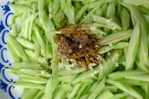 Sliced cucumber salad Stock Photos