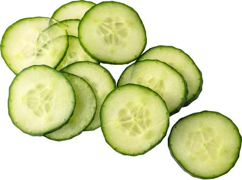 Sliced cucumber on separated white background Stock Photos