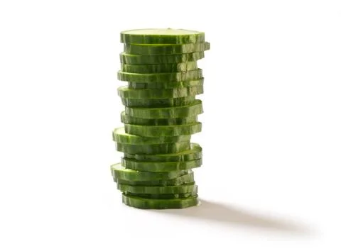Sliced Cucumber in Stack isolated on white Stock Photos