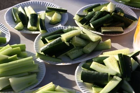 Sliced cucumbers Stock Photos