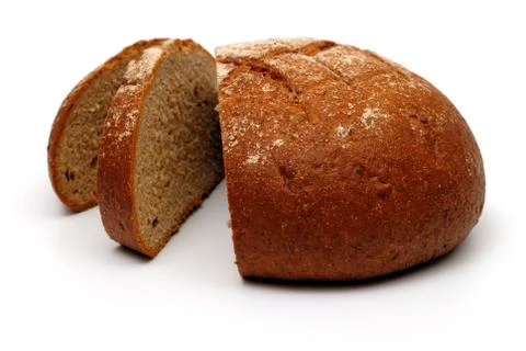 Sliced dark bread on white background Stock Photos
