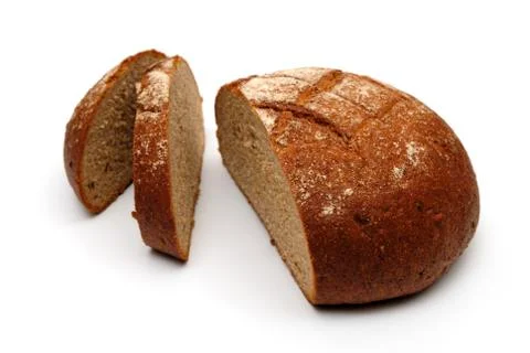 Sliced dark bread on white background Stock Photos