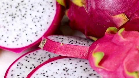Sliced Dragon Fruit on Display Stock Footage 311622988