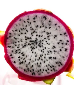Sliced dragon fruit or half a white pitaya Stock Photos