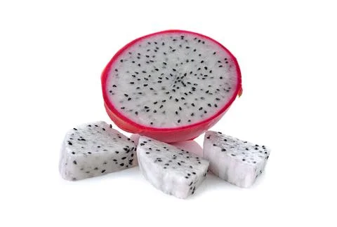 Sliced Dragon Fruit on white background 스톡 사진