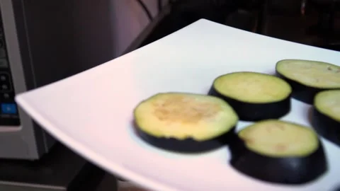 Sliced Eggplants in a Kitchen Stock Footage 319207285
