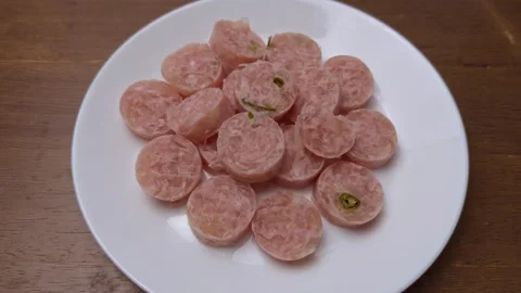 Sliced of fermented pork Stock Footage 257707096